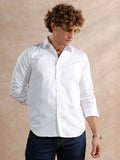 Solid Stretch Cotton Blend Shirt | White