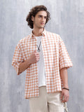Men’s Casual Oversized Plus Fit Checked Shirt | Orange