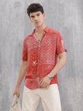 Fluid Viscose Shirt With Distressed Aop | Red