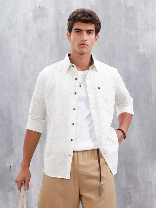 Abstract Printed Casual Shirt For Men | White