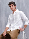 Aop Printed Comfort Fit Spread Collar Shirt | White