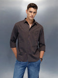 Men's Casual Regualr Fit Shirt With Placement Print | Dark Grey
