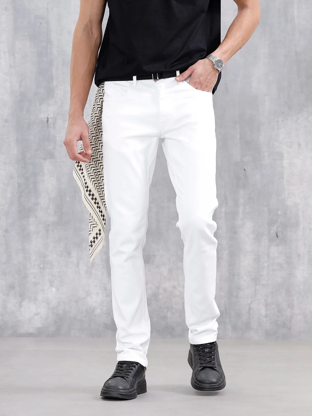 Men Casual Slim Fit Jeans | White