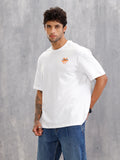 Oversized Fit Brand Carrier T-Shirt With Back Print | White