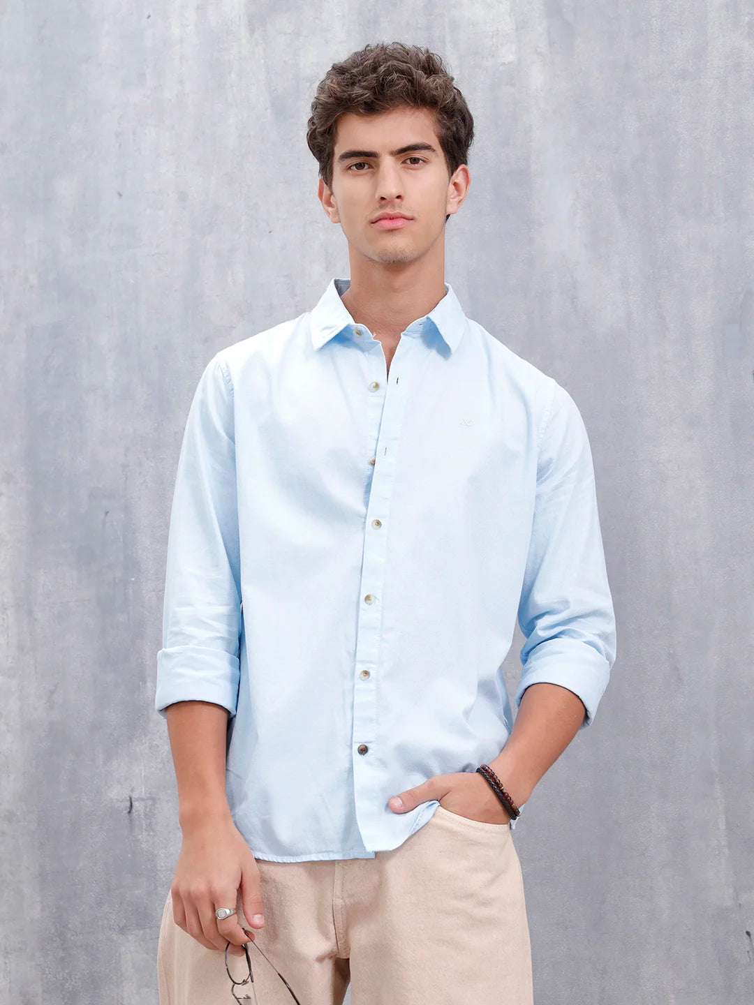 Men Casual Slim Fit Shirt | Light Blue