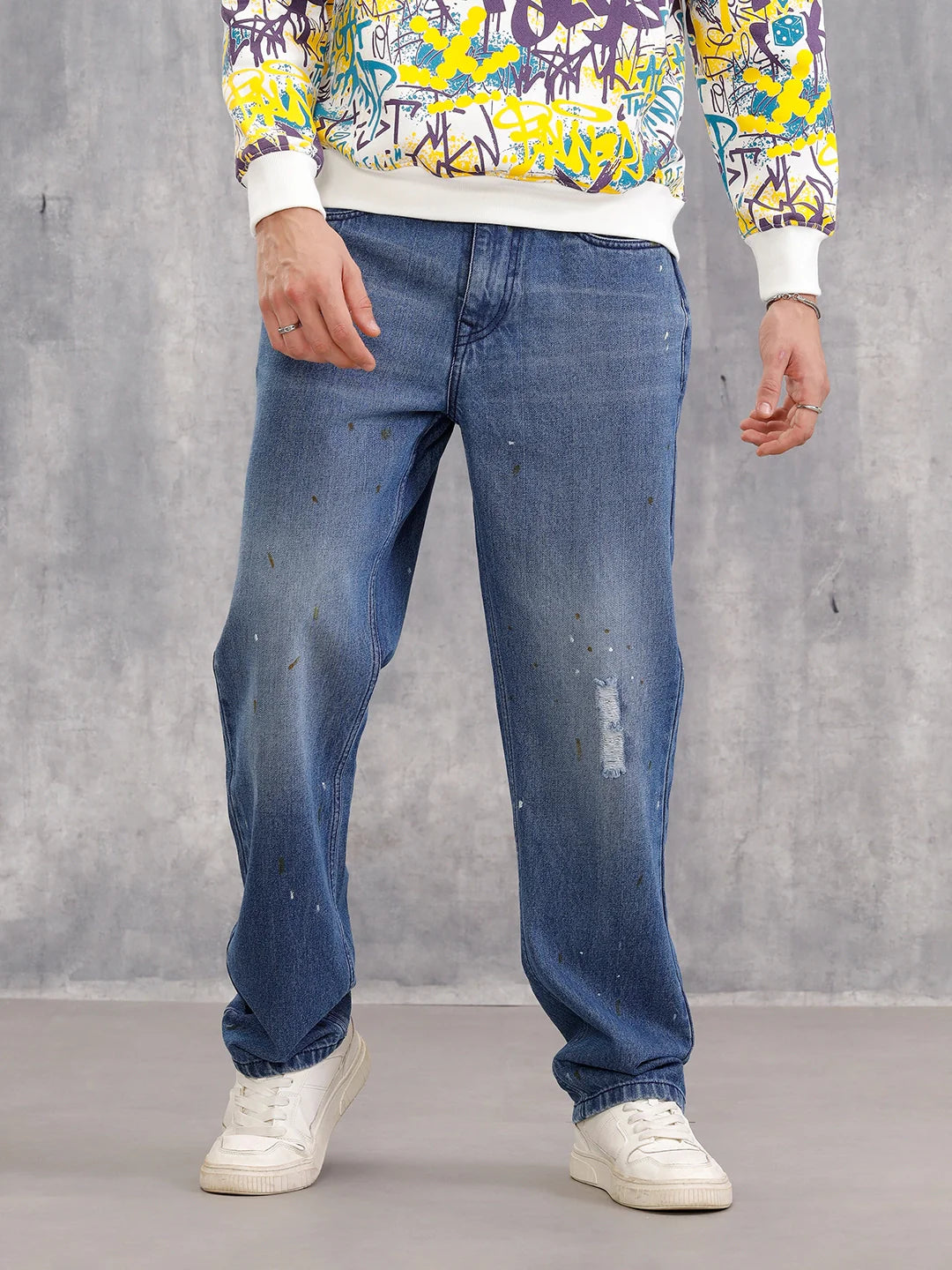 Mid Blue Anti Fit Mild Distressed Jeans I Midstone|