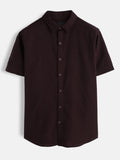 Solid Linen Blend Slim Fit Shirt | Maroon