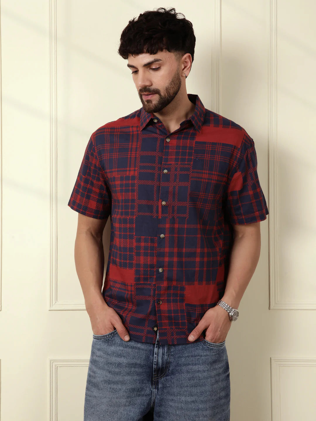 Patchwork Printed AOP Shirt | Red