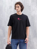 Men's Casual Embroidered Oversized Fit T-Shirt | Black