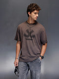 Men's Wrogn Branded Oversized washed Tee |  Brown