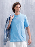 Men’s Embroidered Oversized Casual Tee | Blue