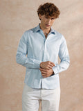 Solid Stretch Cotton Blend Shirt | Blue