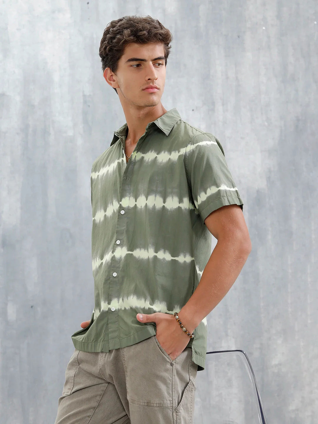 Tie Dye Printed Regular Fit Shirt | Green
