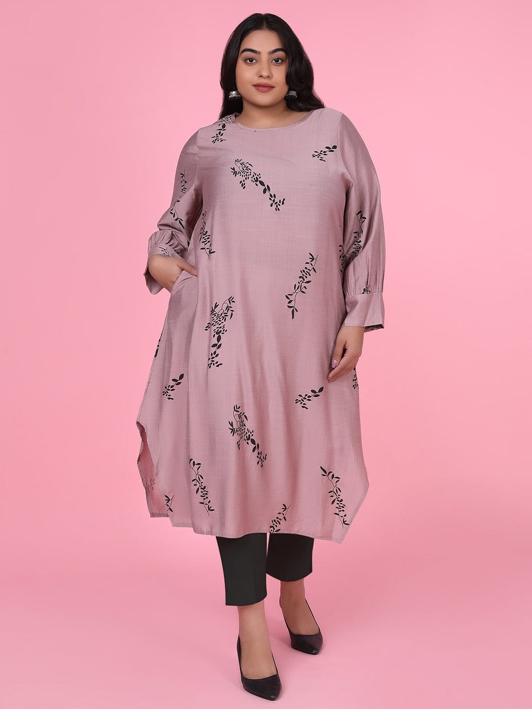 Women's Floral Straight Lavender Kurta
