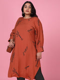 Women's Floral Straight Rust Kurta