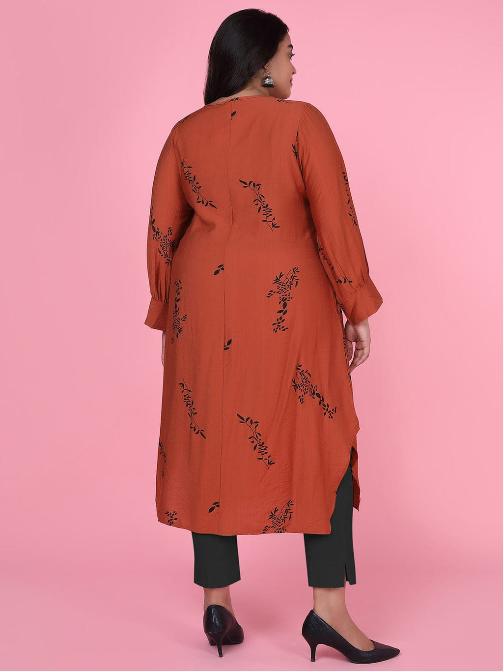 Women's Floral Straight Rust Kurta