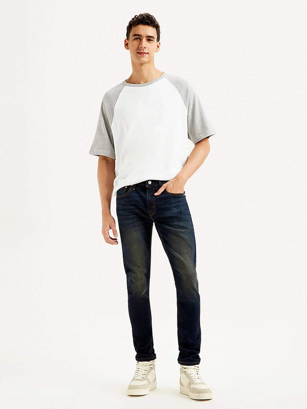 Men's Navy Blue Skinny Tapered Fit Mid Rise Jeans