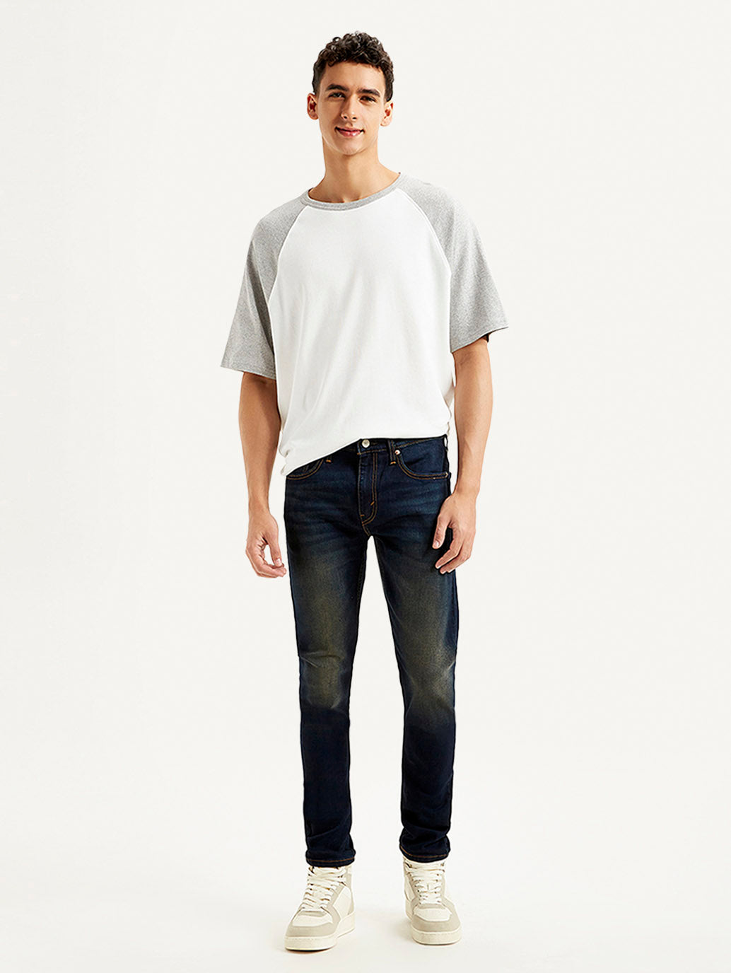 Men's Navy Blue Skinny Tapered Fit Mid Rise Jeans