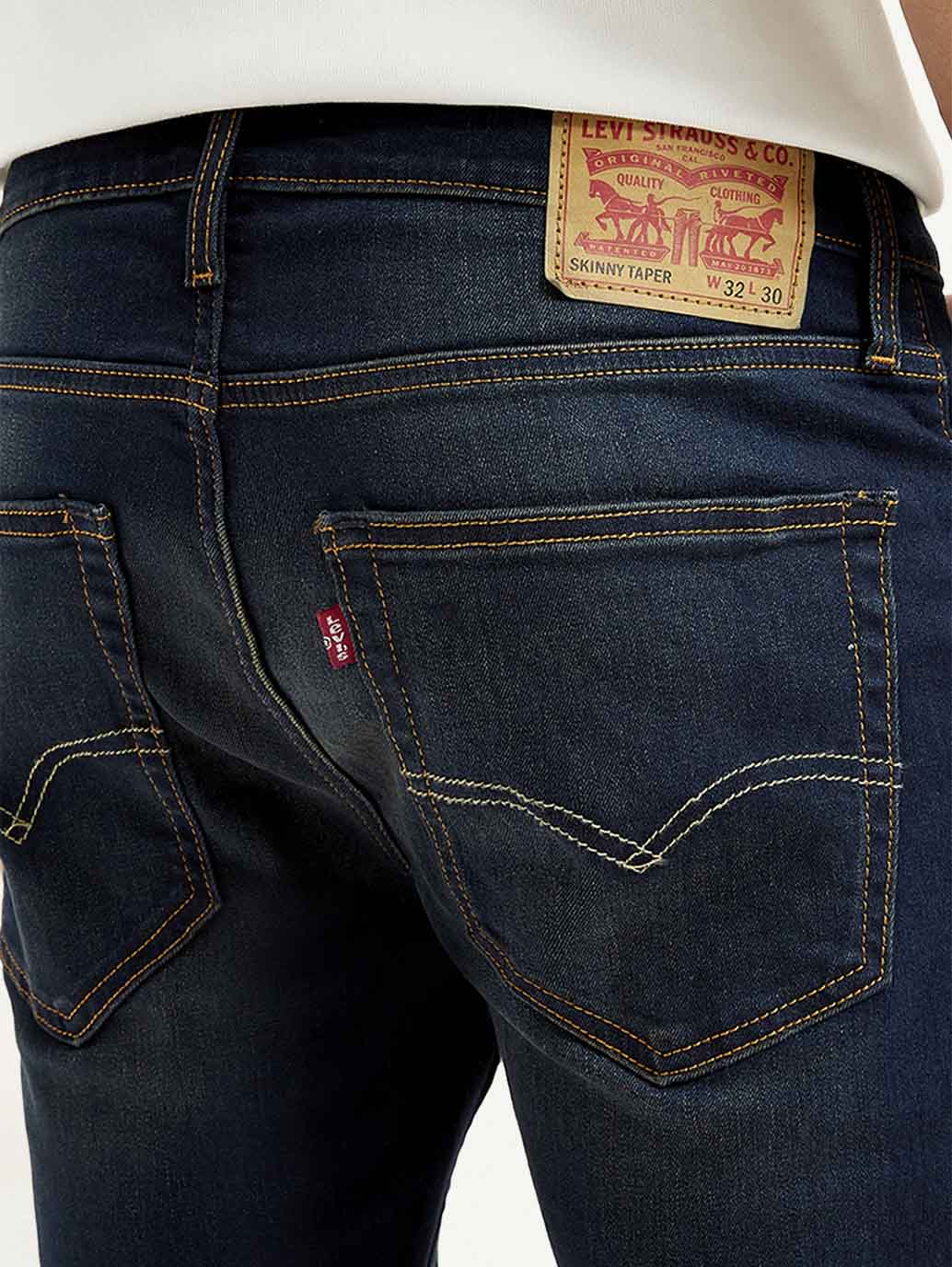 Men's Navy Blue Skinny Tapered Fit Mid Rise Jeans