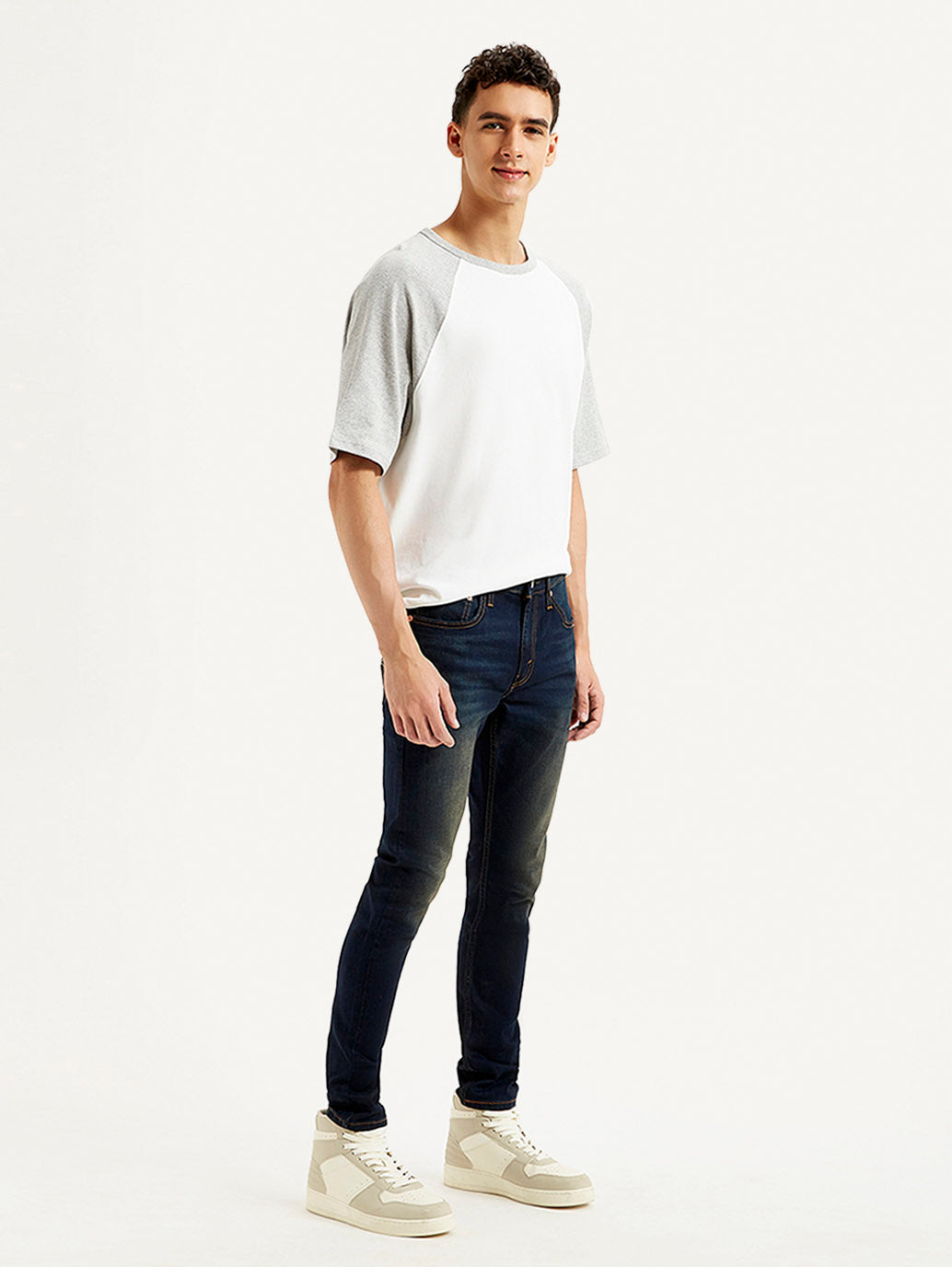 Men's Navy Blue Skinny Tapered Fit Mid Rise Jeans