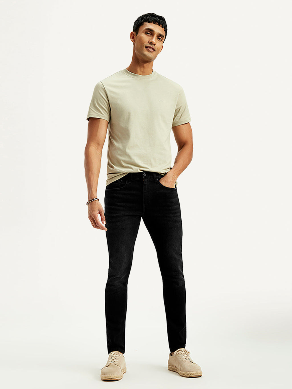 Men's Black Skinny Tapered Fit Mid Rise Jeans