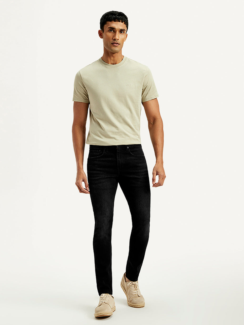Men's Black Skinny Tapered Fit Mid Rise Jeans
