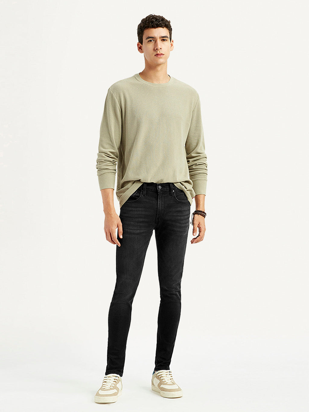 Men's Black Skinny Tapered Fit Mid Rise Jeans