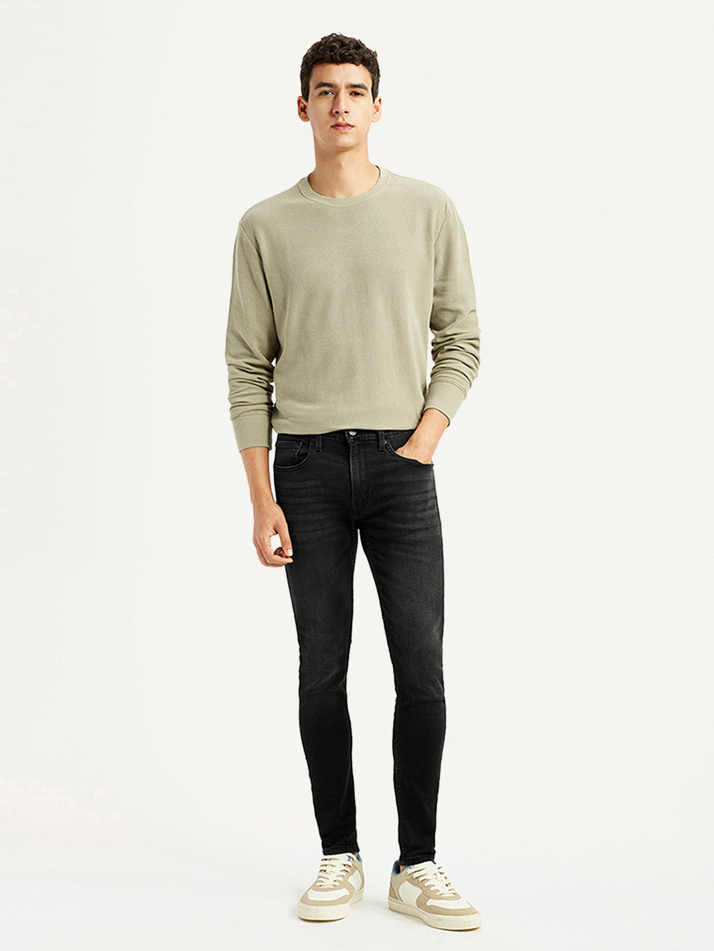 Men's Black Skinny Tapered Fit Mid Rise Jeans
