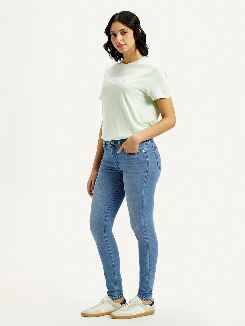 Women's 711 Med Indigo Skinny Fit Mid Rise Jeans