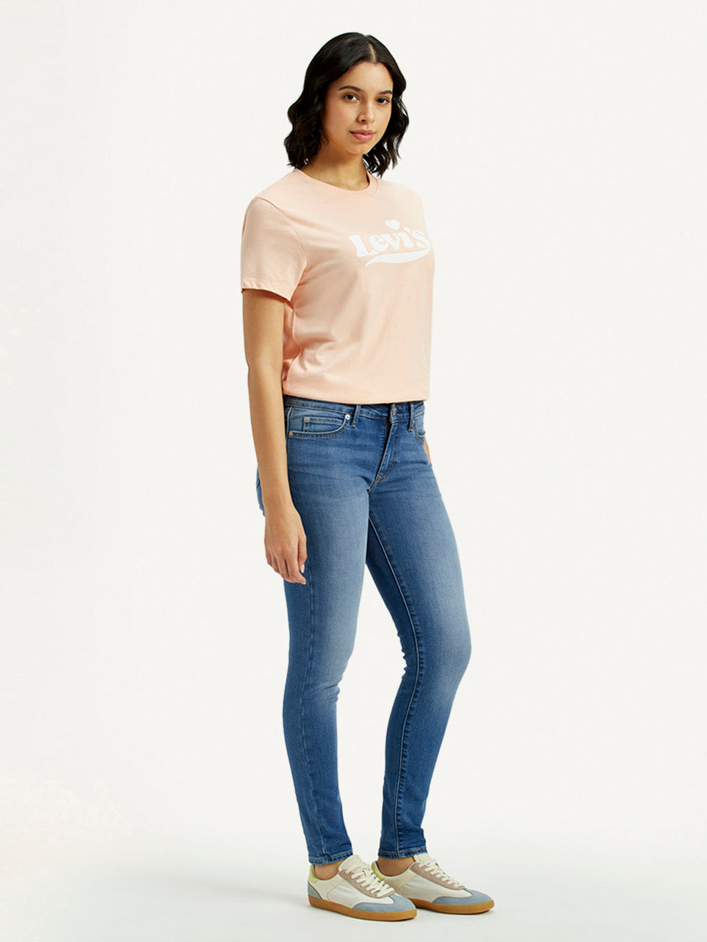 Women's 711 Med Indigo Skinny Fit Mid Rise Jeans