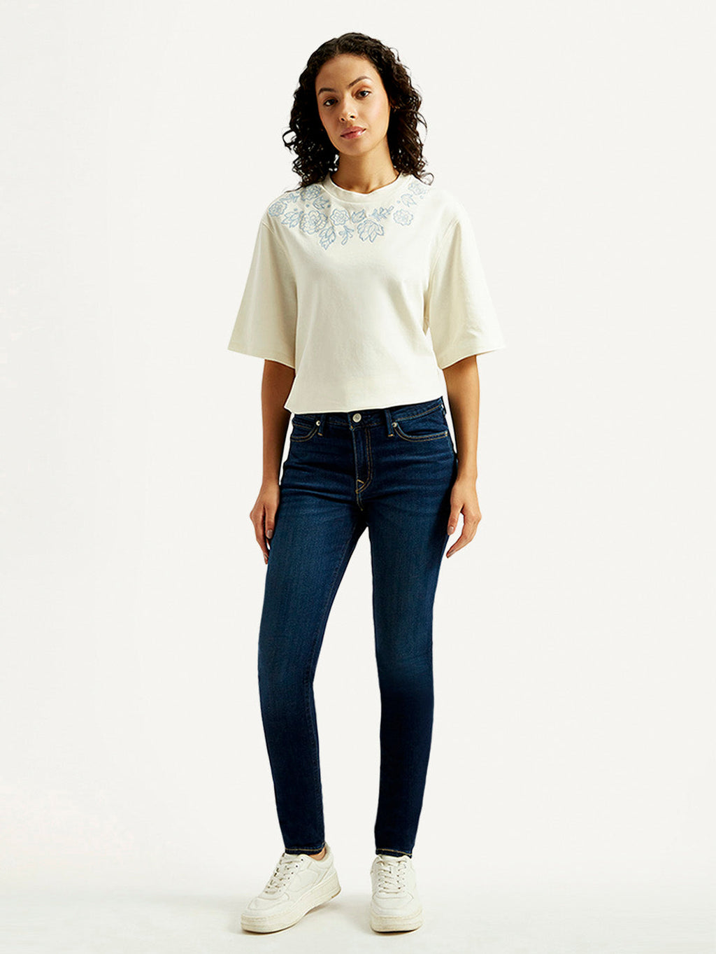 Women's 711 Dark Blue Skinny Fit Mid Rise Jeans