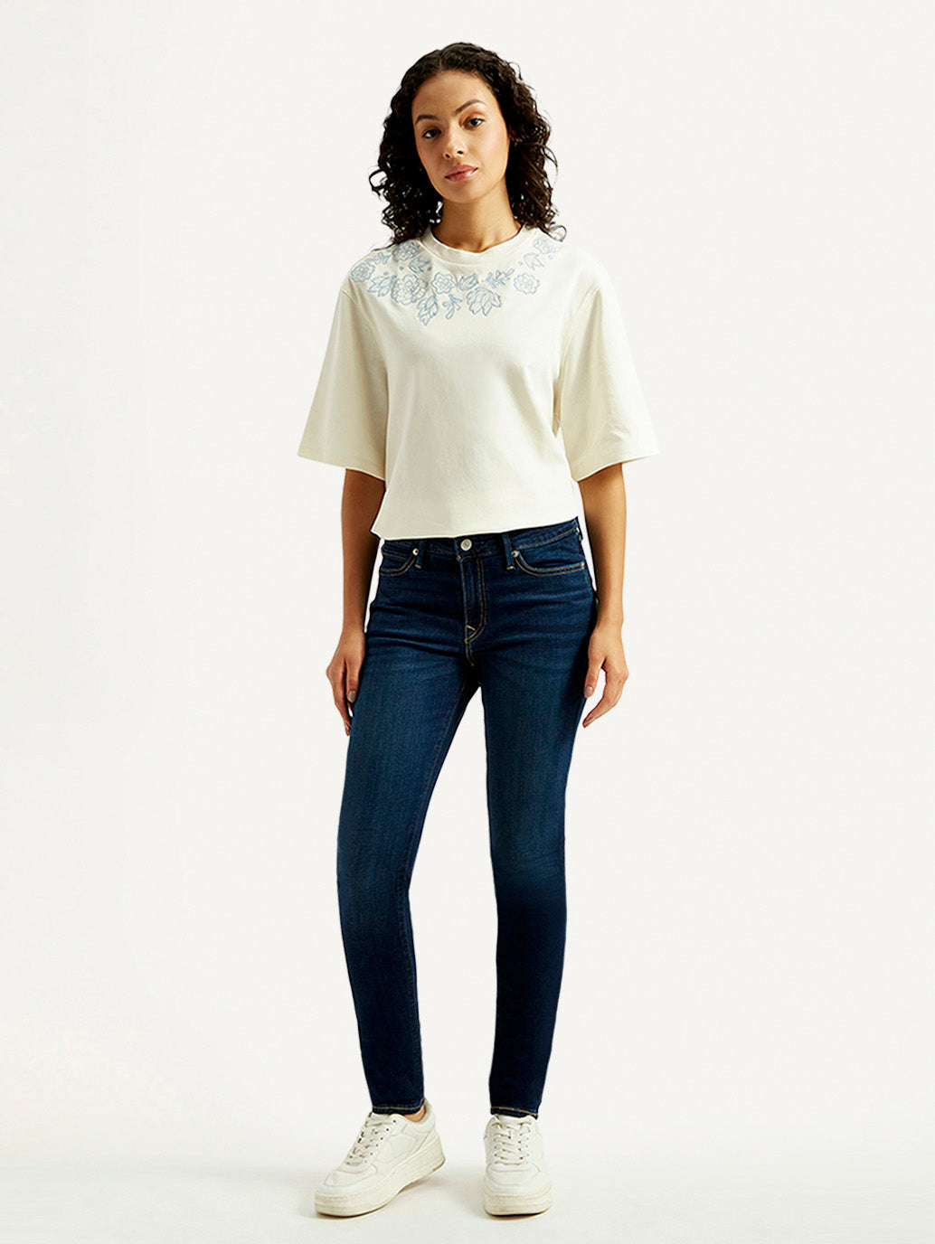 Women's 711 Dark Blue Skinny Fit Mid Rise Jeans