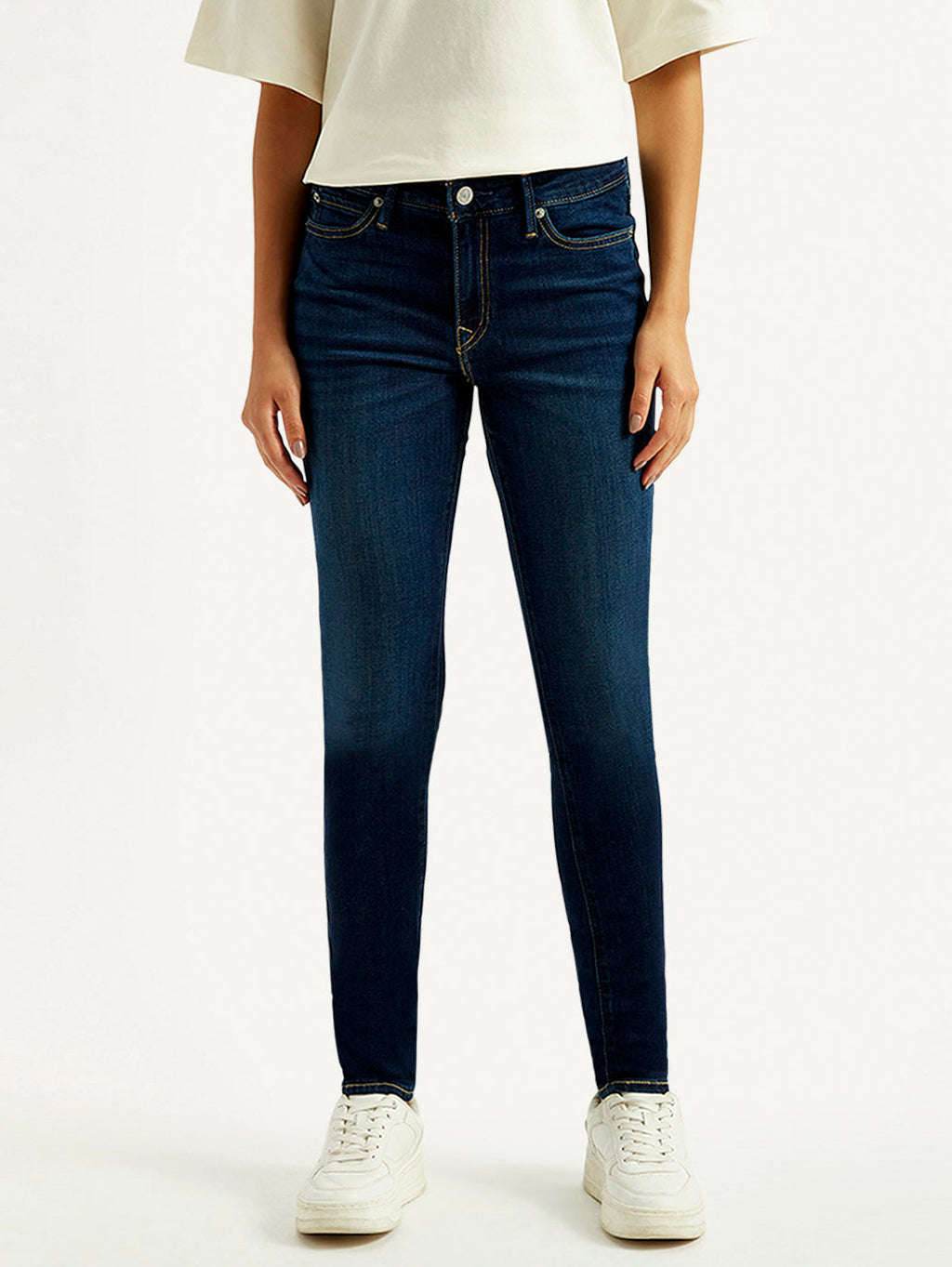 Women's 711 Dark Blue Skinny Fit Mid Rise Jeans
