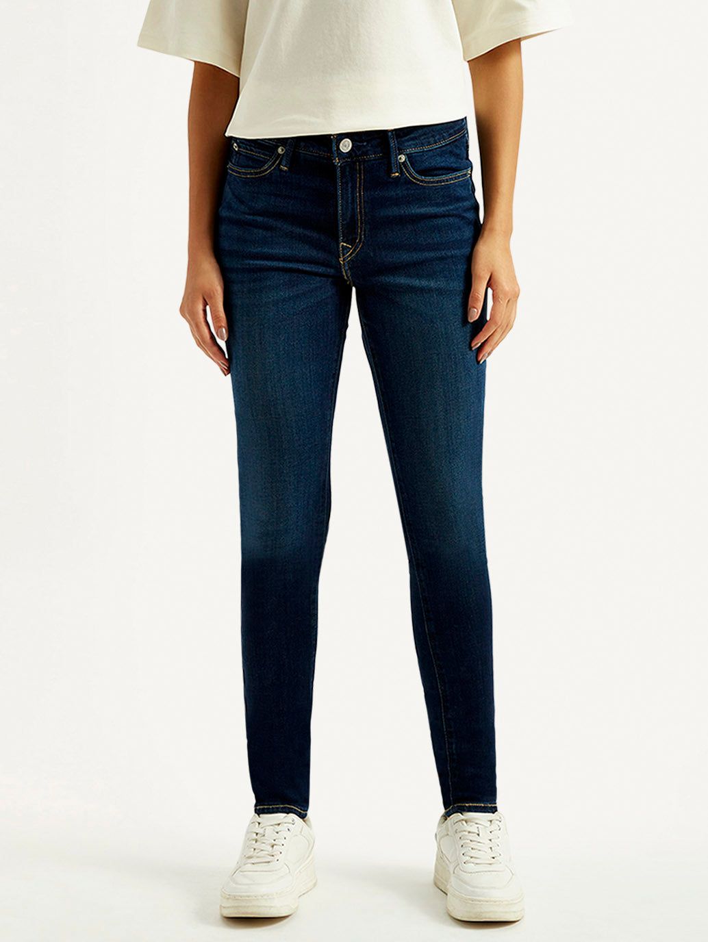 Women's 711 Dark Blue Skinny Fit Mid Rise Jeans