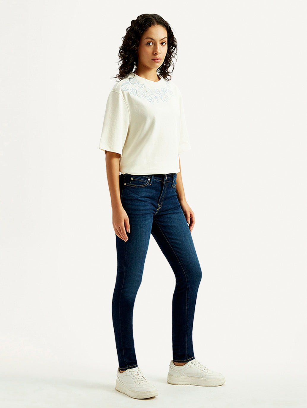 Women's 711 Dark Blue Skinny Fit Mid Rise Jeans