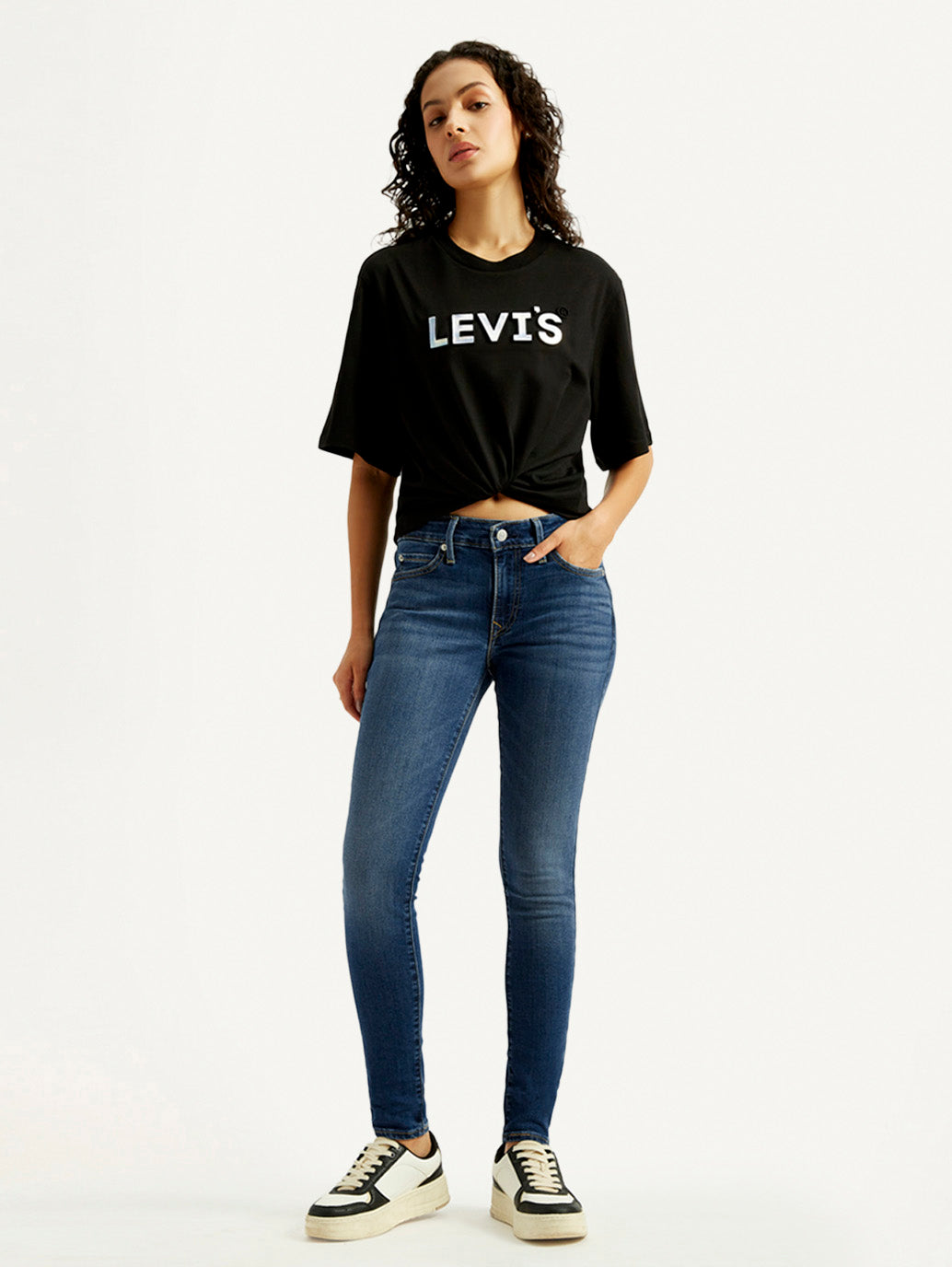 Women's 711 Blue Skinny Fit Mid Rise Jeans