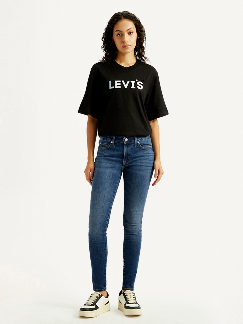 Women's 711 Blue Skinny Fit Mid Rise Jeans
