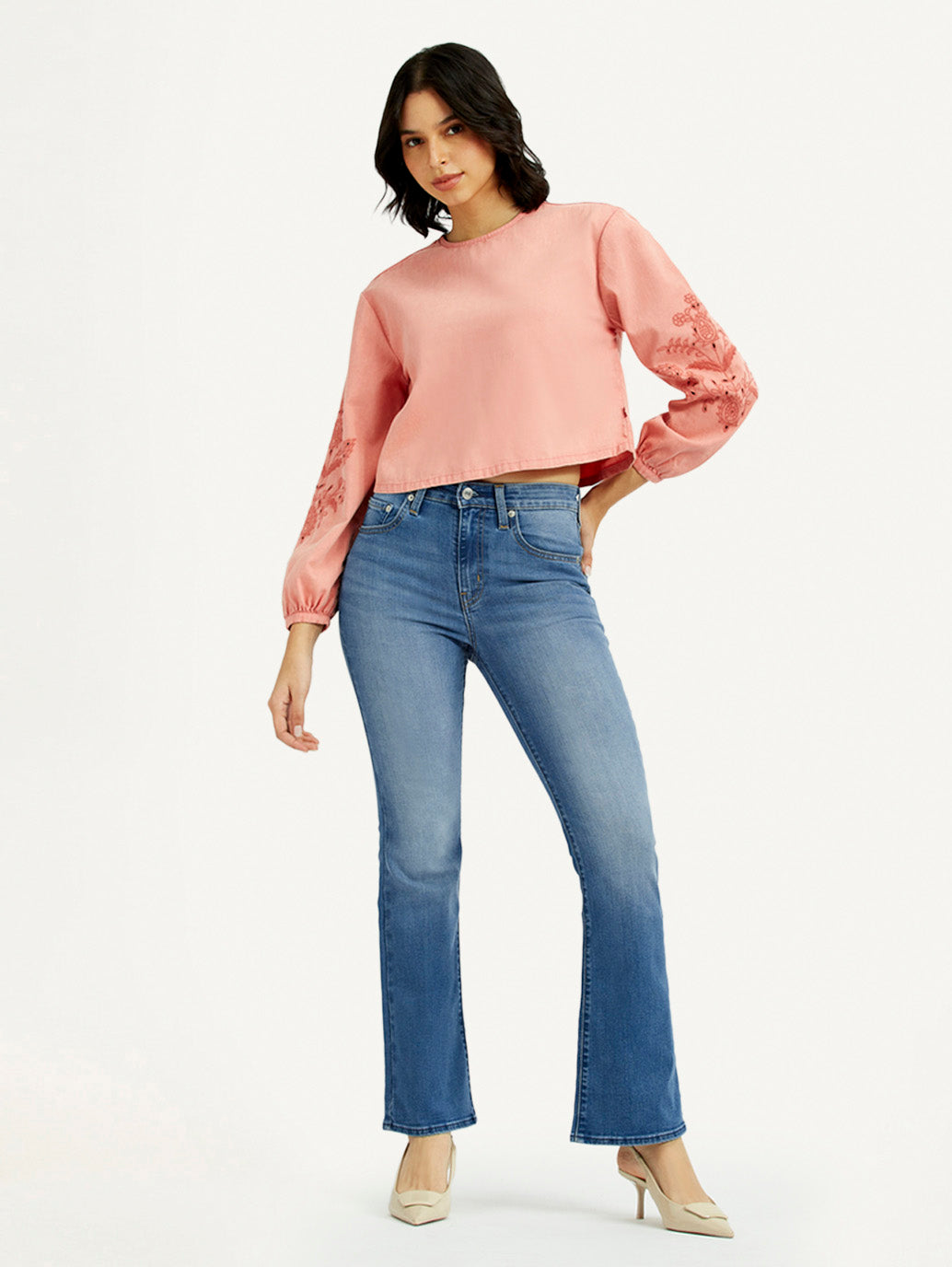 Women's 725 Med Indigo Flared Fit High Rise Jeans