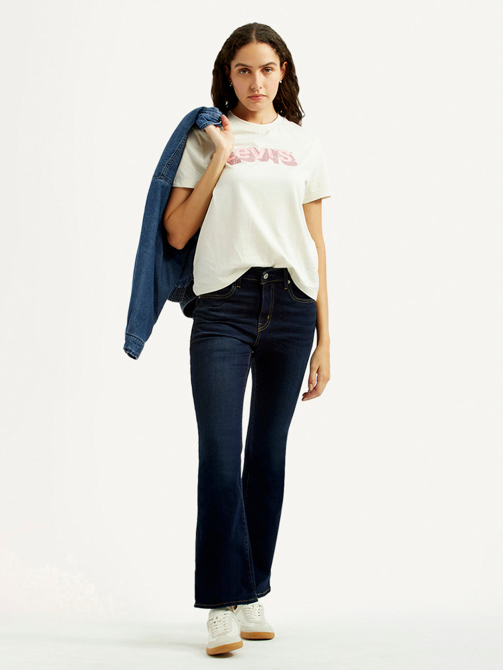 Women's 725 Navy Flared Fit High Rise Jeans