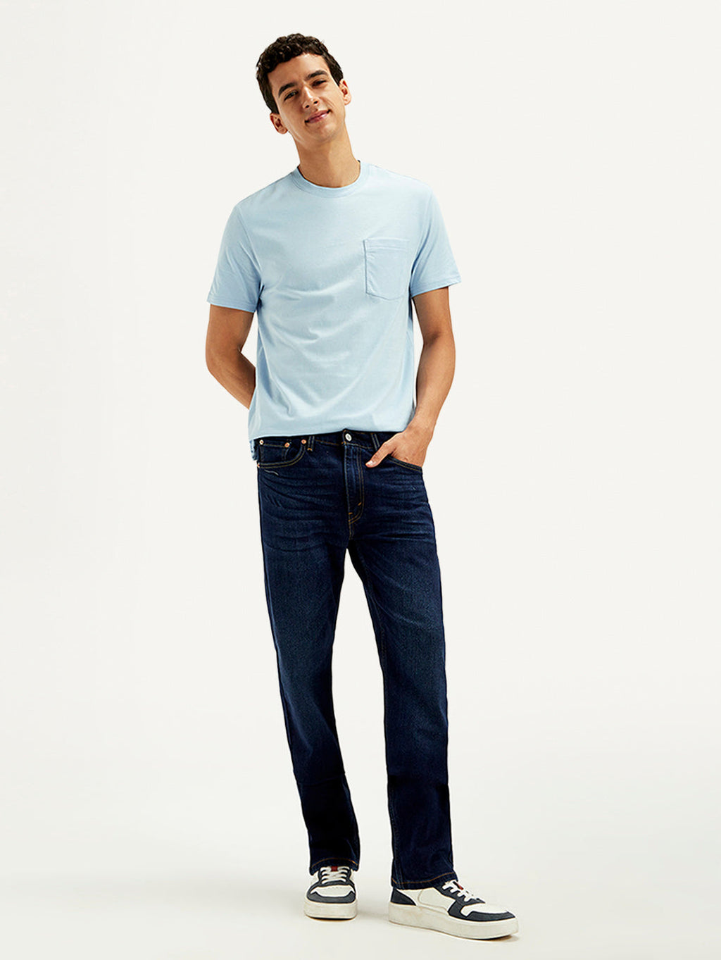 Men's 513 Dark Blue Slim Straight Fit Mid Rise Jeans