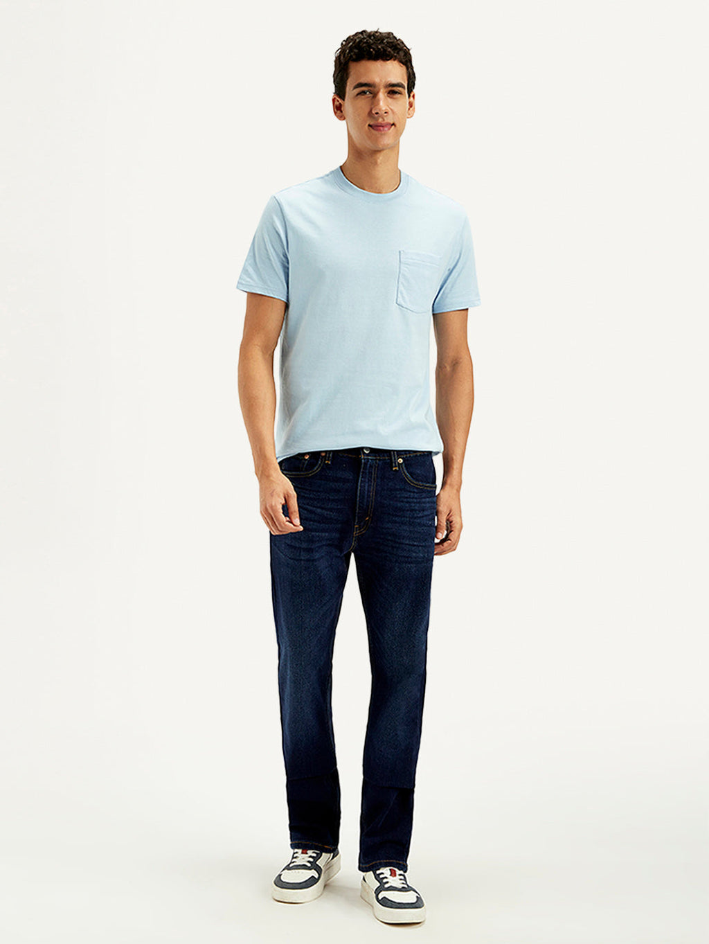 Men's 513 Dark Blue Slim Straight Fit Mid Rise Jeans