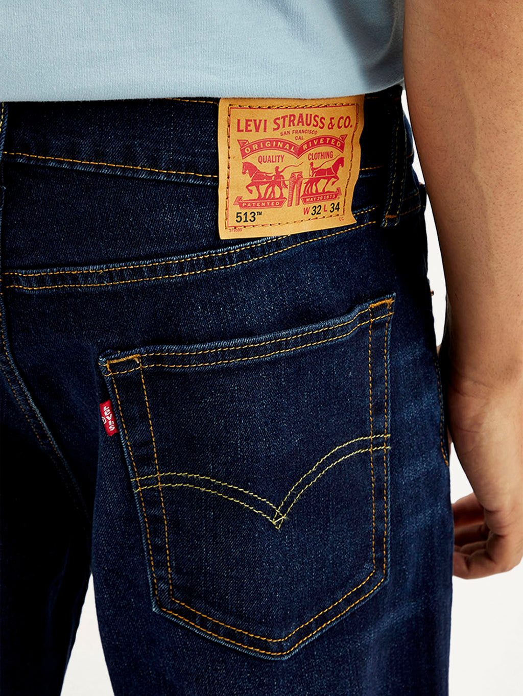 Men's 513 Dark Blue Slim Straight Fit Mid Rise Jeans