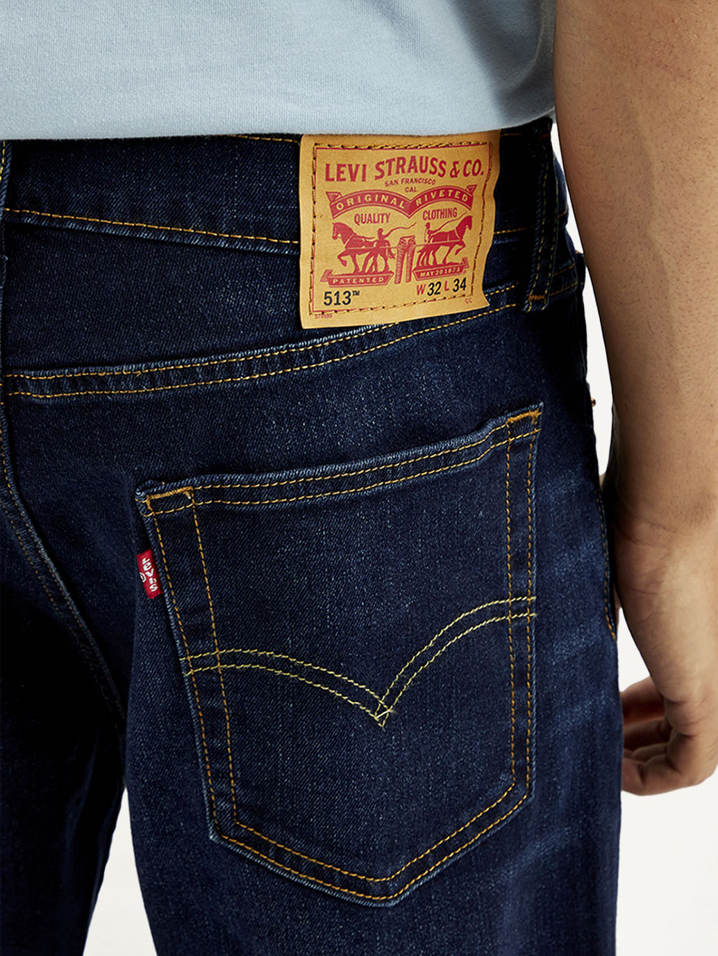 Men's 513 Dark Blue Slim Straight Fit Mid Rise Jeans