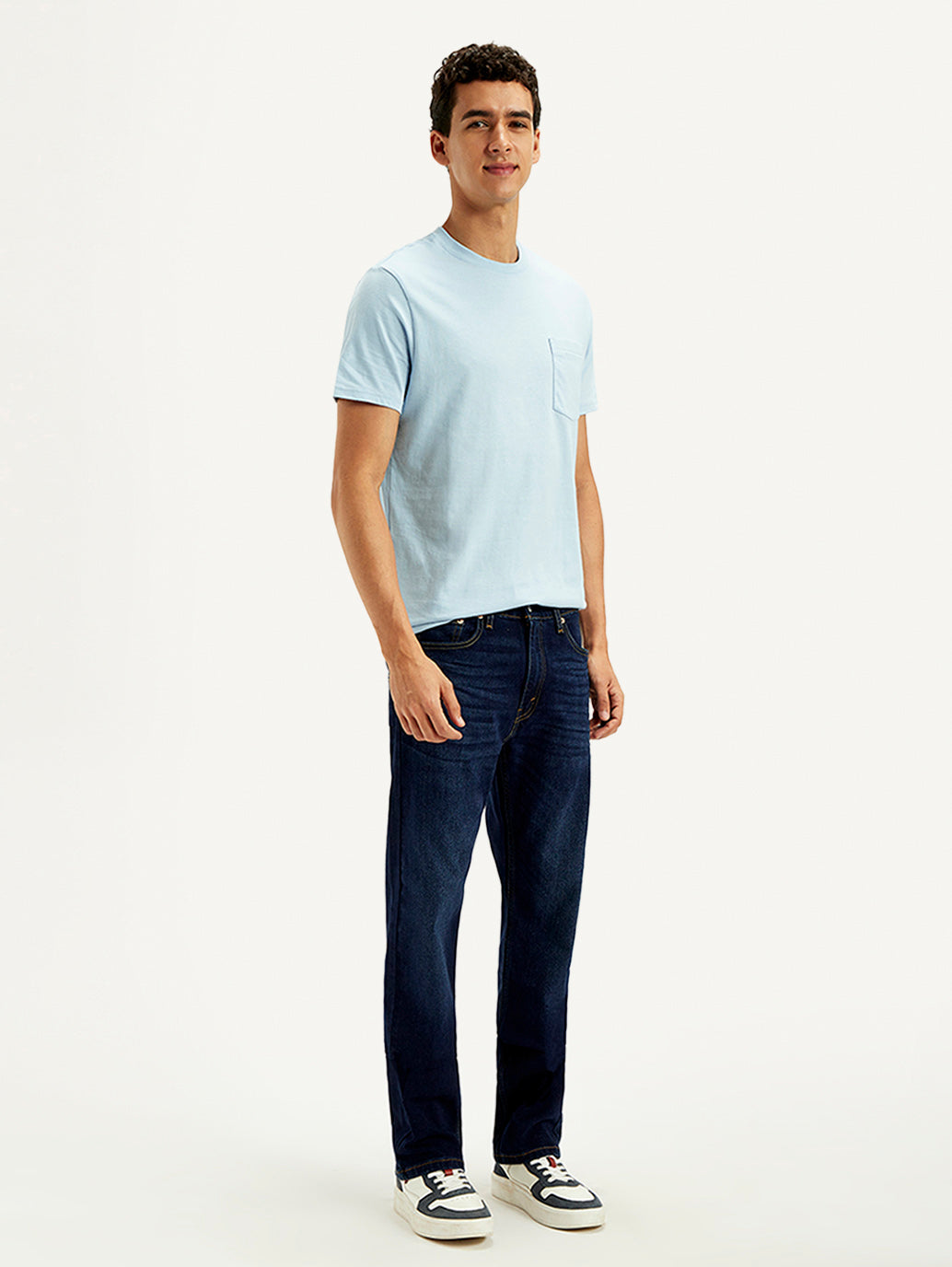 Men's 513 Dark Blue Slim Straight Fit Mid Rise Jeans