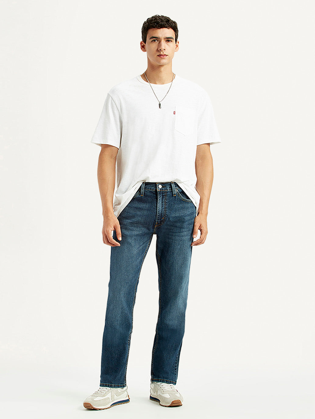 Men's 513 Dark Blue Slim Straight Fit Mid Rise Jeans
