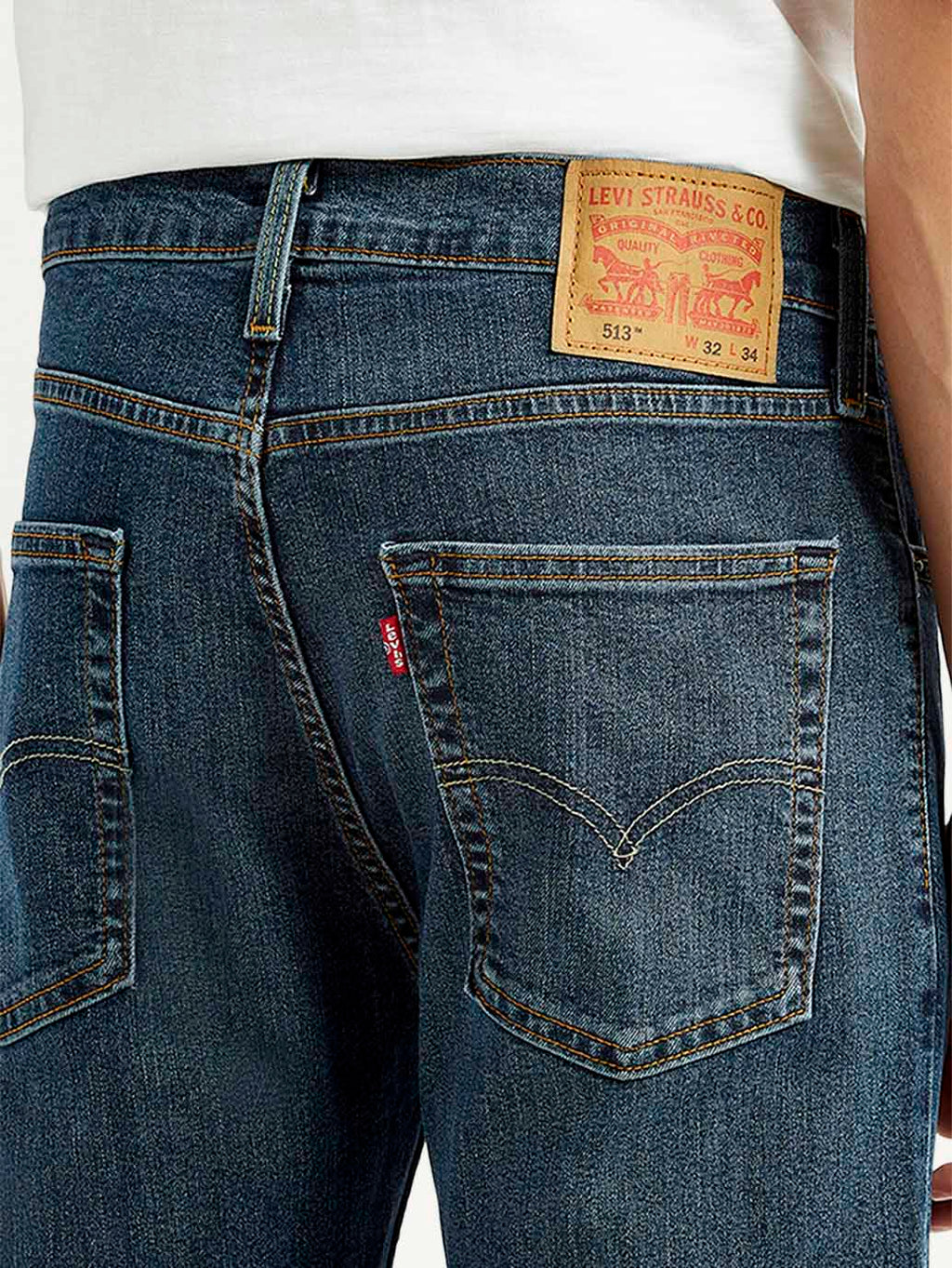 Men's 513 Dark Blue Slim Straight Fit Mid Rise Jeans