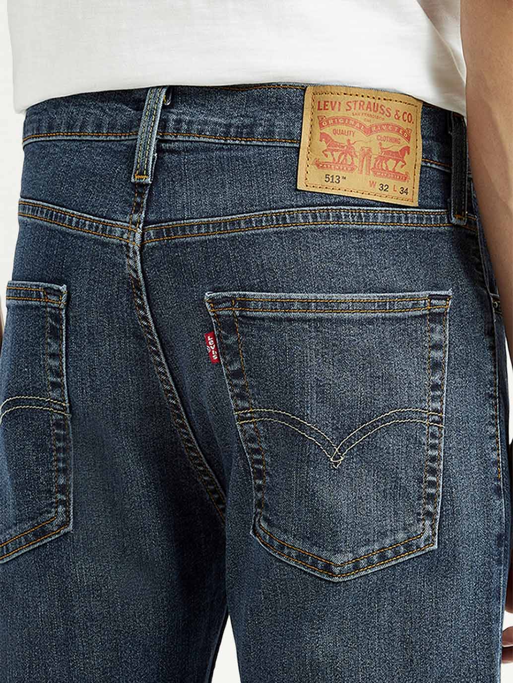 Men's 513 Dark Blue Slim Straight Fit Mid Rise Jeans
