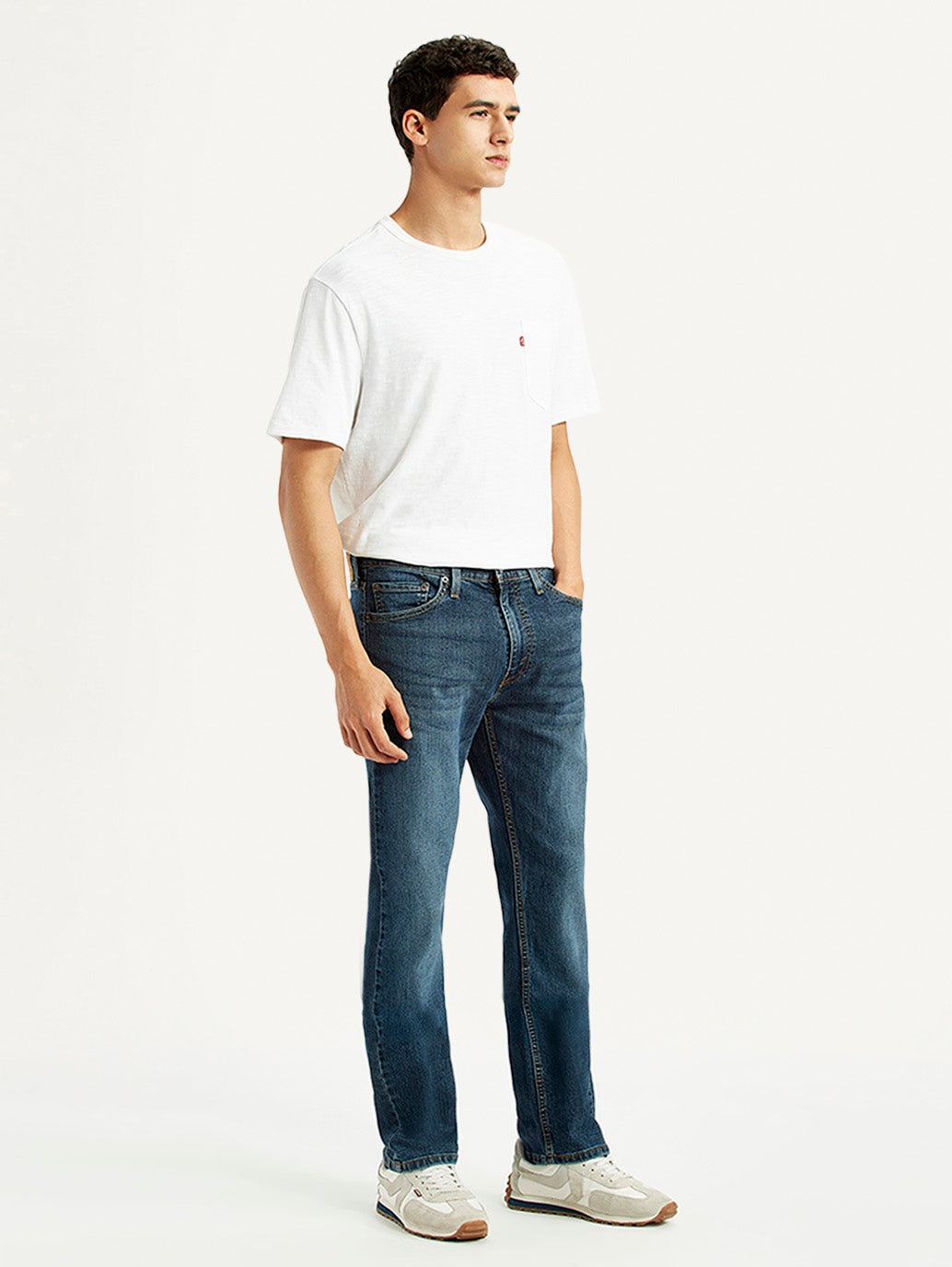 Men's 513 Dark Blue Slim Straight Fit Mid Rise Jeans