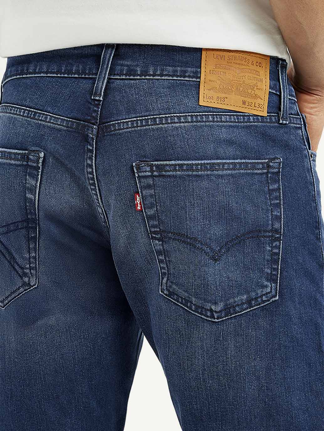 Men's 513 Blue Slim Straight Fit Mid Rise Jeans