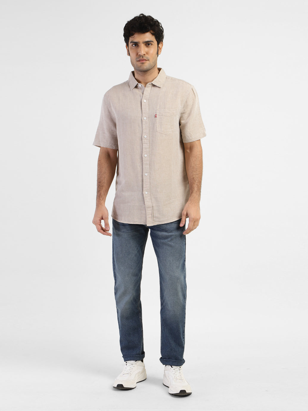 Men's Solid Regular Fit Linen Shirt